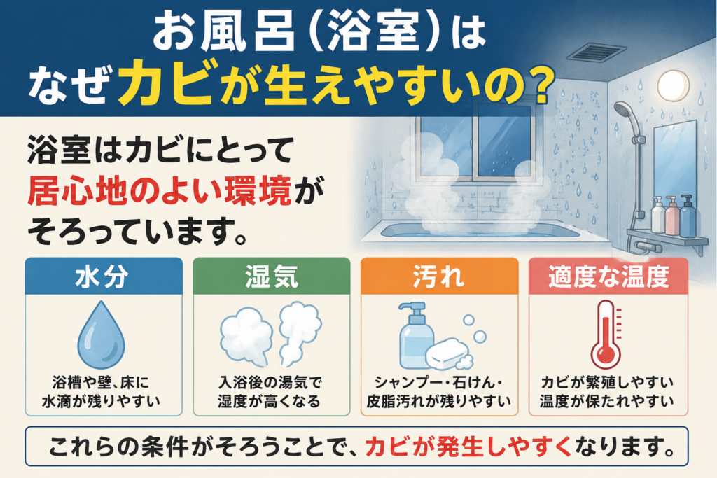 お風呂はなぜカビが生えやすいのか?