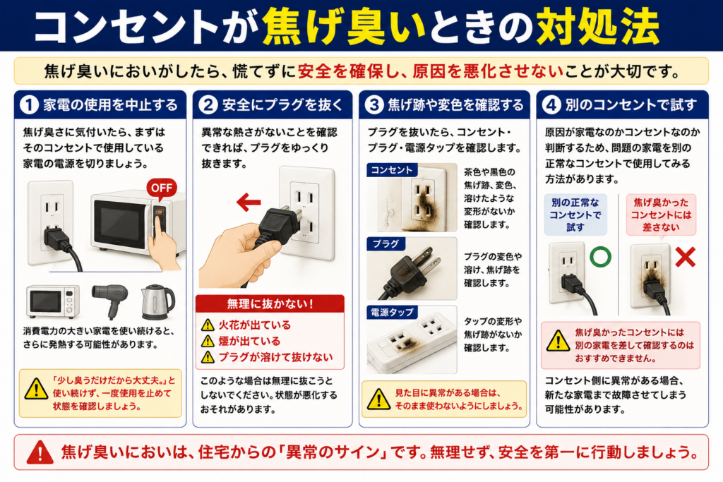 コンセントが焦げ臭いときの対処法