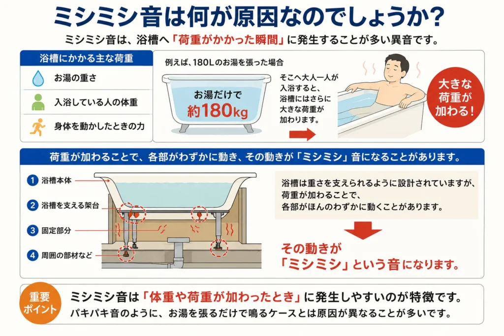 ミシミシ音は何が原因?