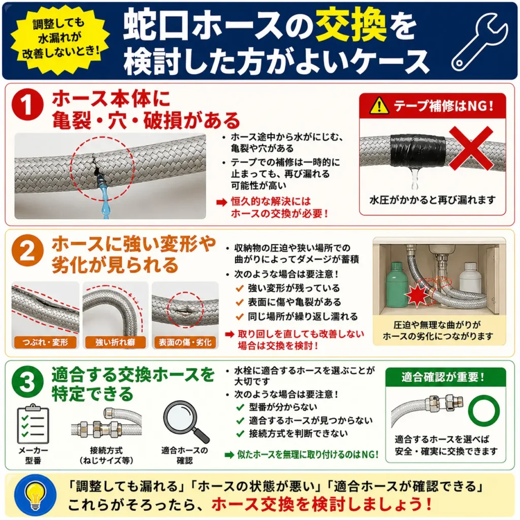 蛇口ホースからの交換を検討した方がよいケース