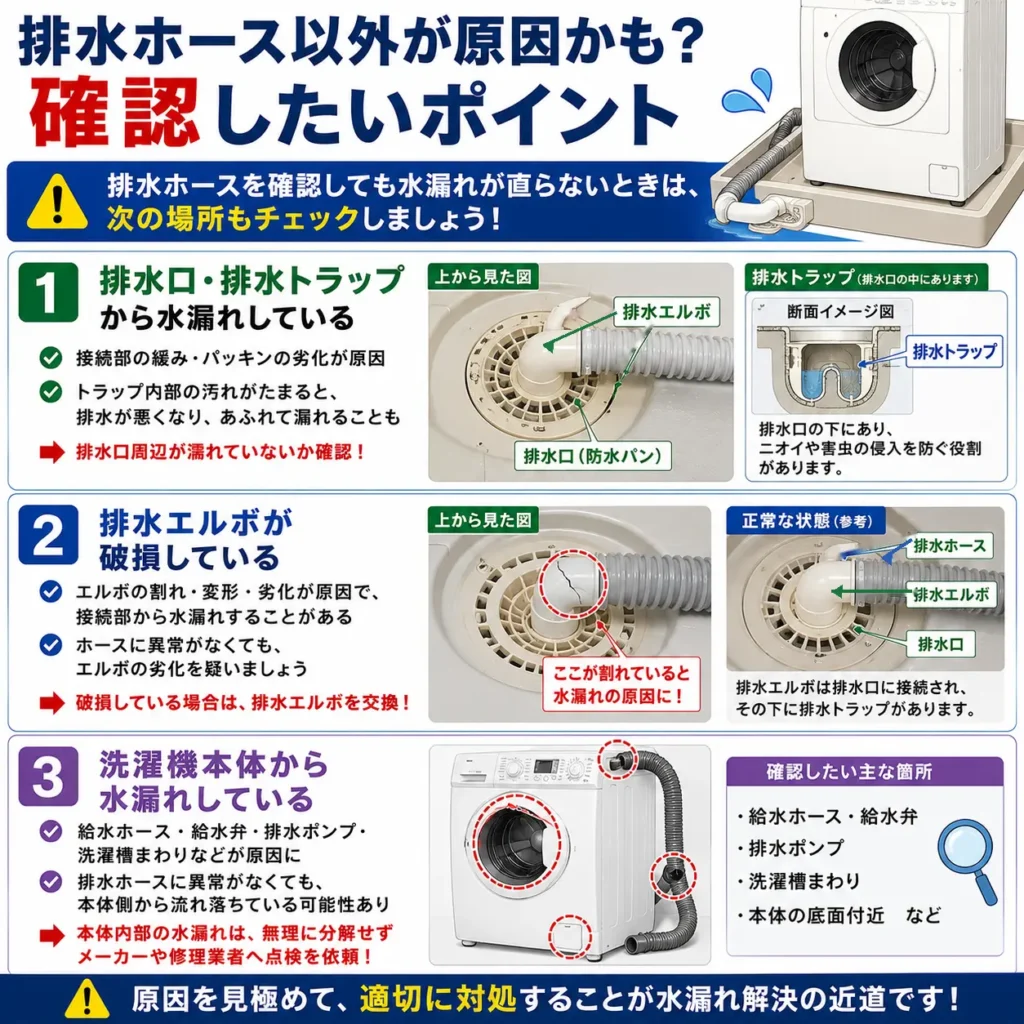 排水ホース以外が原因かも?確認したいポイント