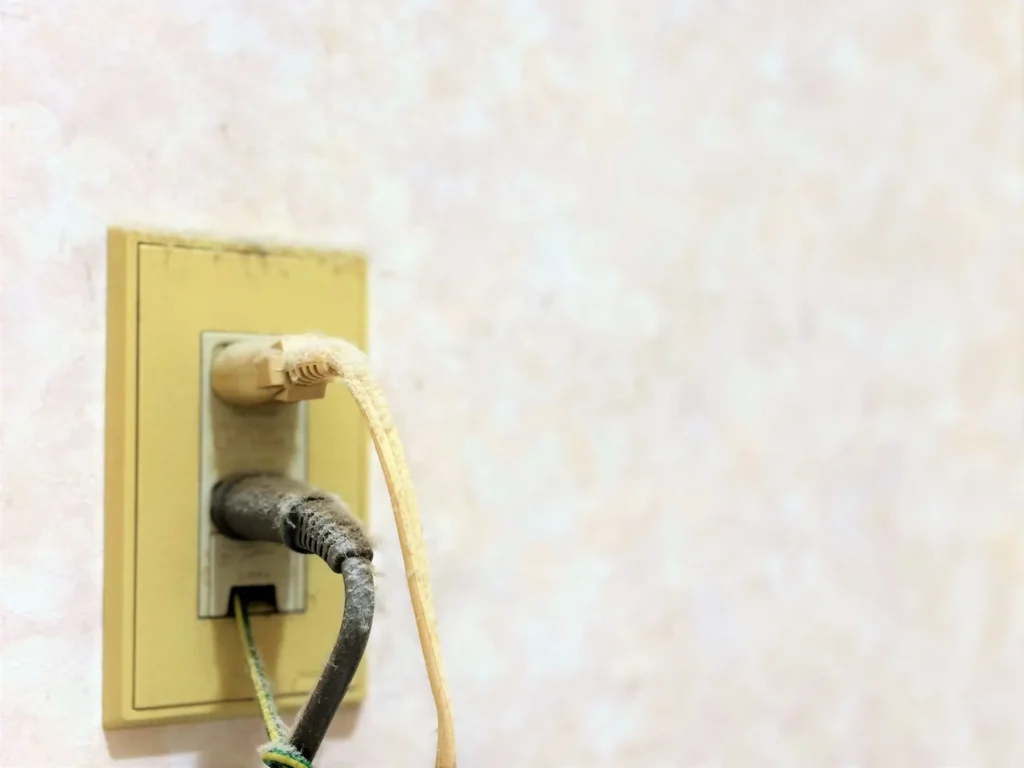ホコリが溜まった電源プラグとコンセント