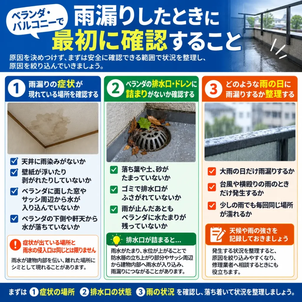 雨漏りしたときに最初に確認すること