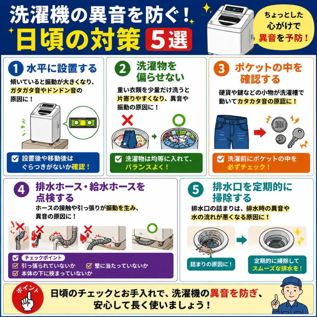 洗濯機の異音を防ぐ!日頃の対策5選