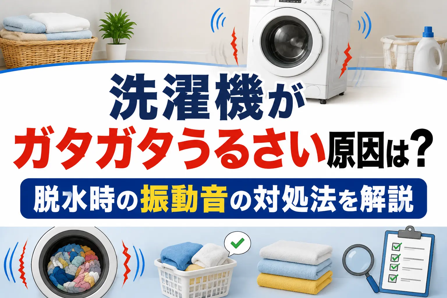 洗濯機がガタガタうるさい原因は?