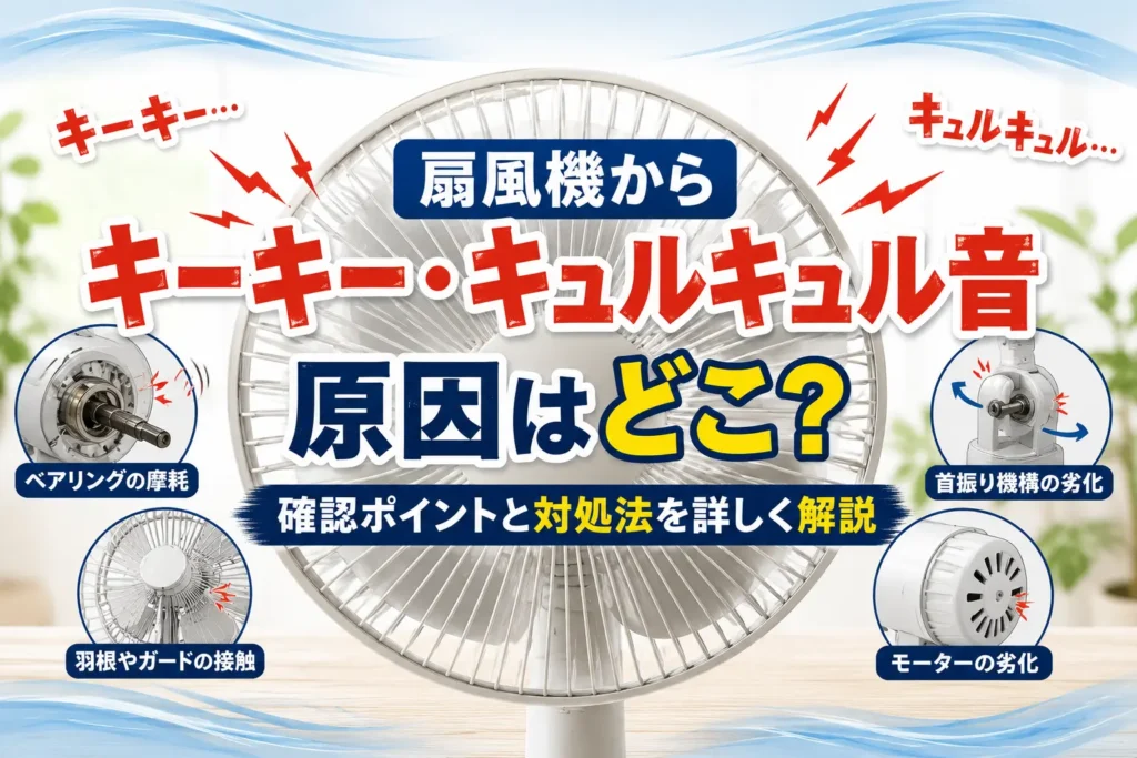 扇風機から７キーキー・キュルキュル音　原因はどこ？