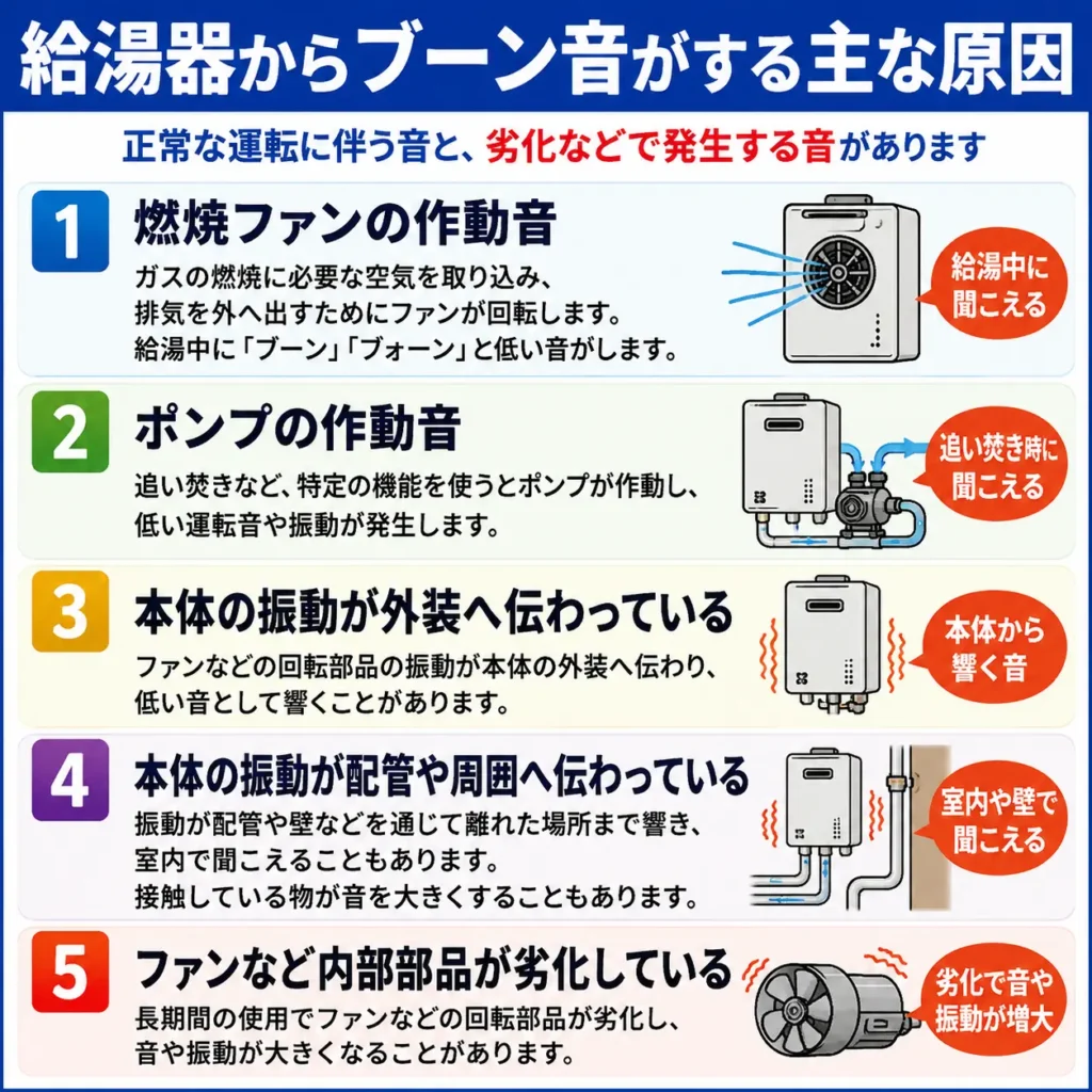 給湯器からブーン音がする主な原因