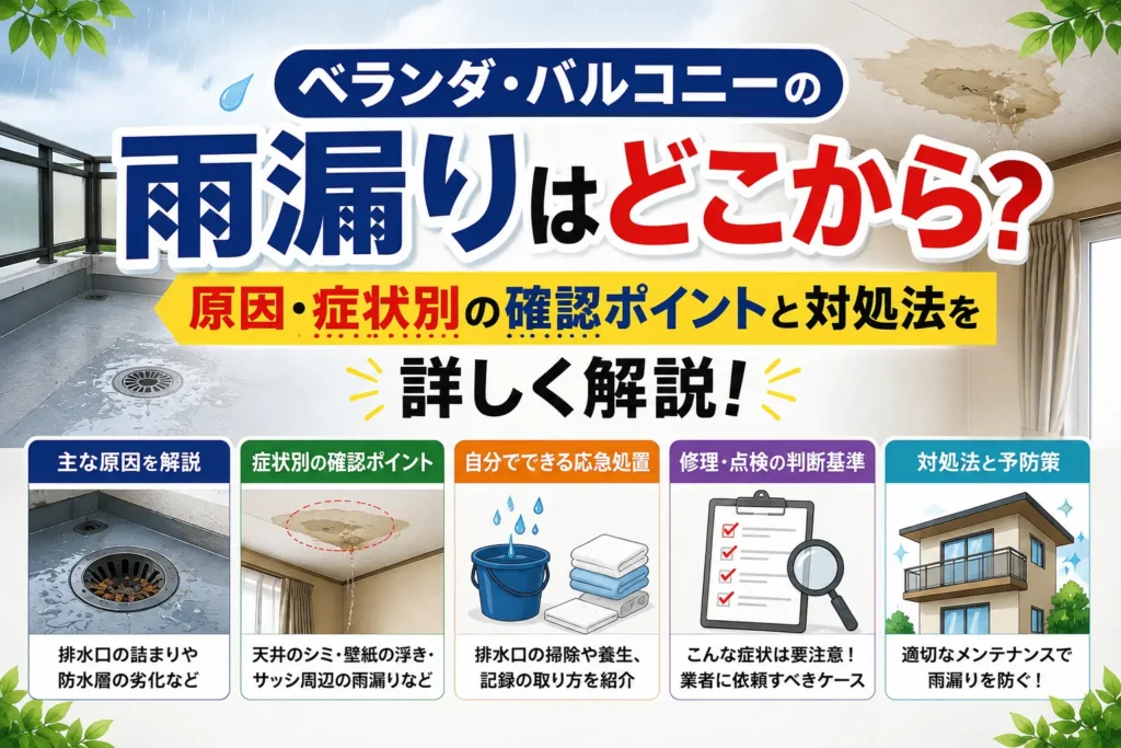 ベランダ・バルコニーの雨漏りはどこから？