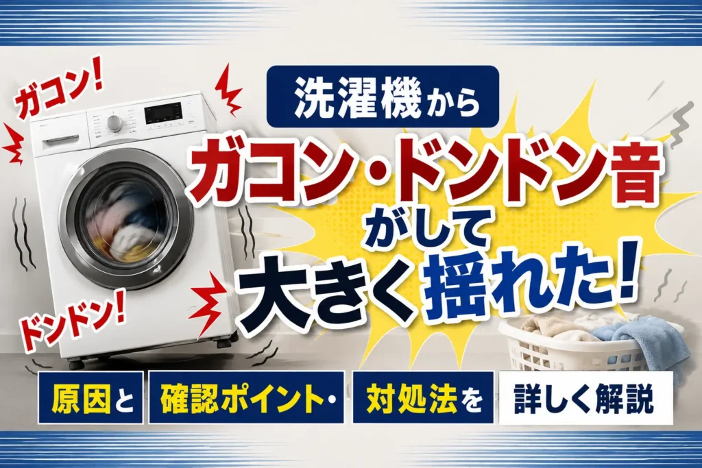 洗濯機からガコン・ドンドン音がして大きく揺れた！