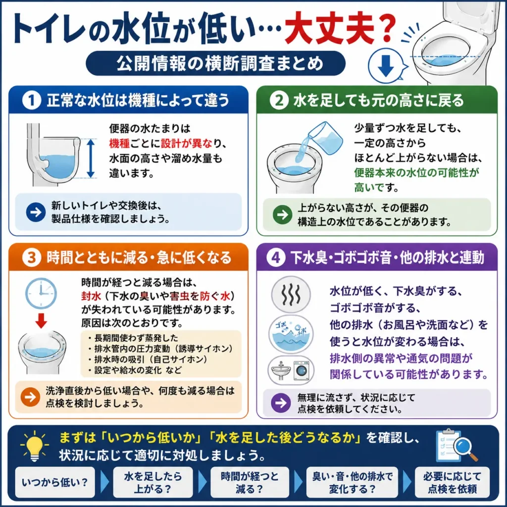 トイレの水位が低い 大丈夫?