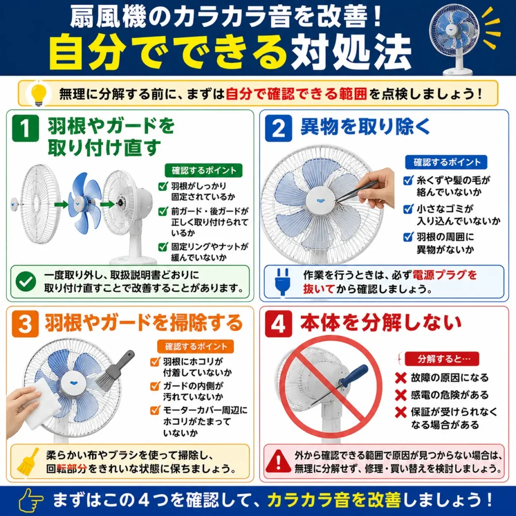 扇風機のカラカラ音を改善!
