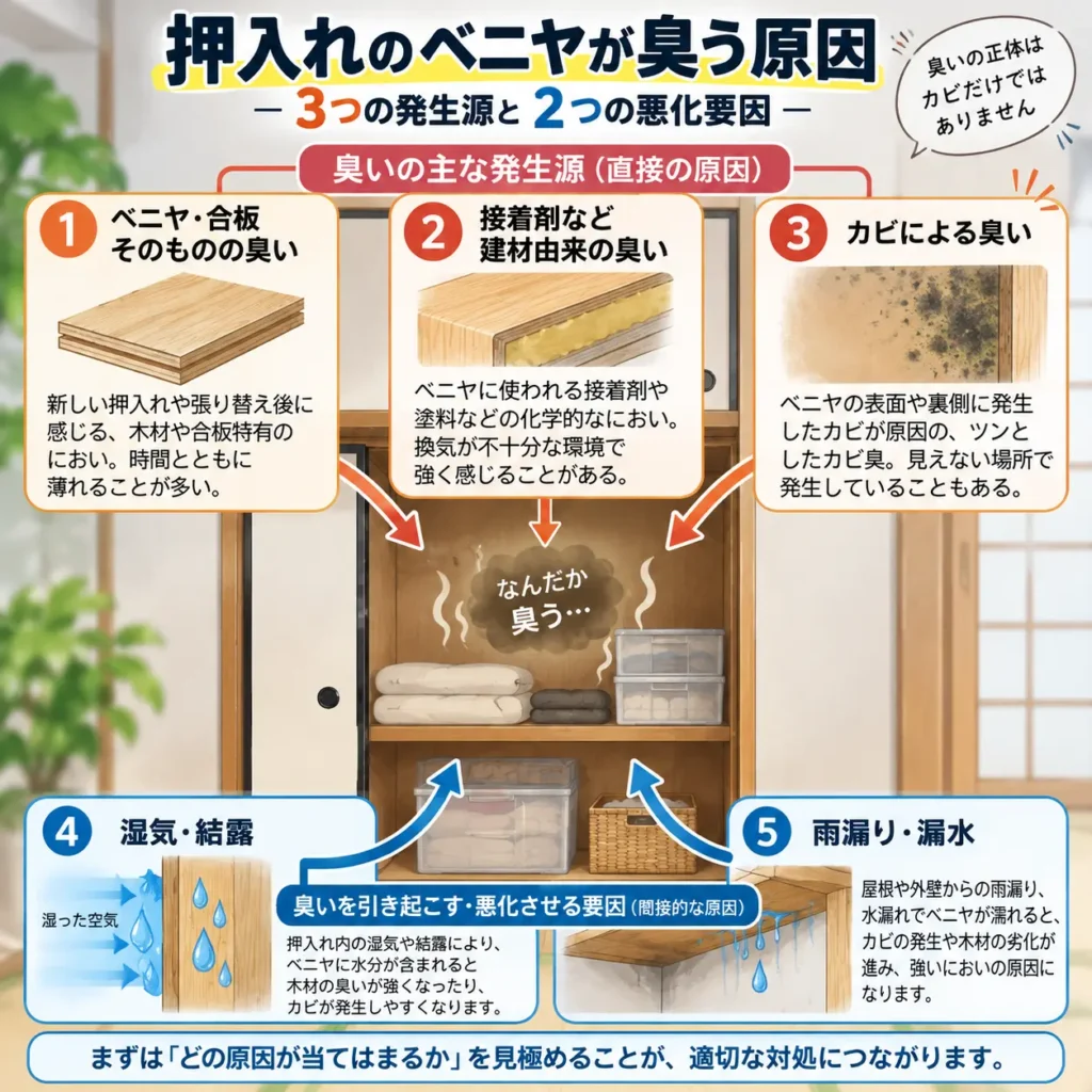押し入れのベニヤが臭う原因