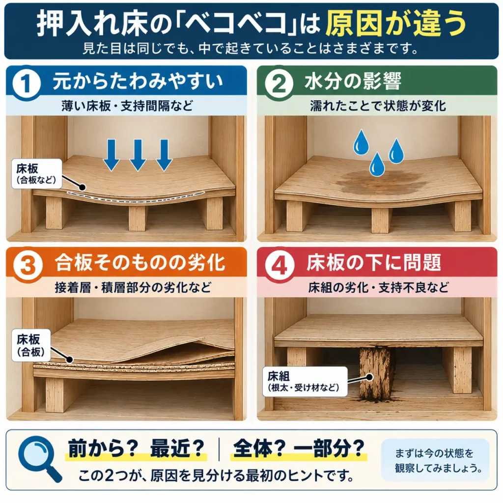 押入れのベコベコは原因が違う