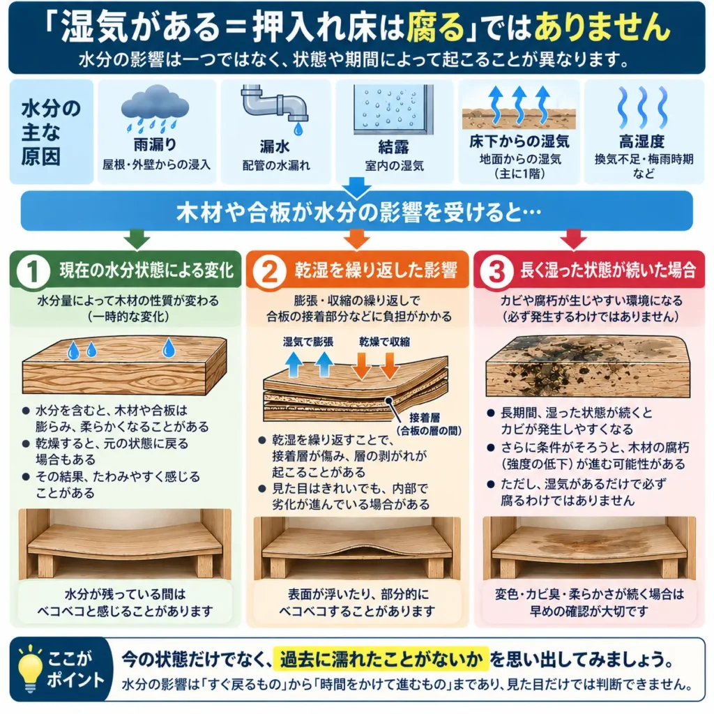 湿気がある=押入れ床は腐る ではありません