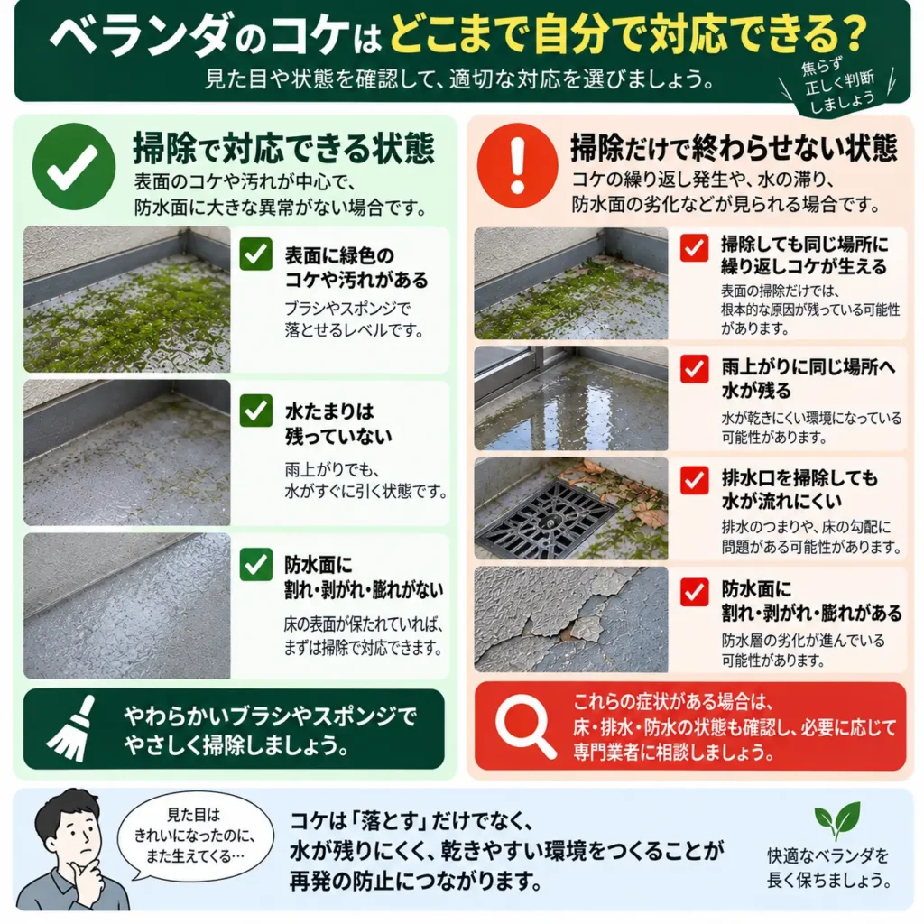 ベランダのコケはどこまで自分で対応できる?