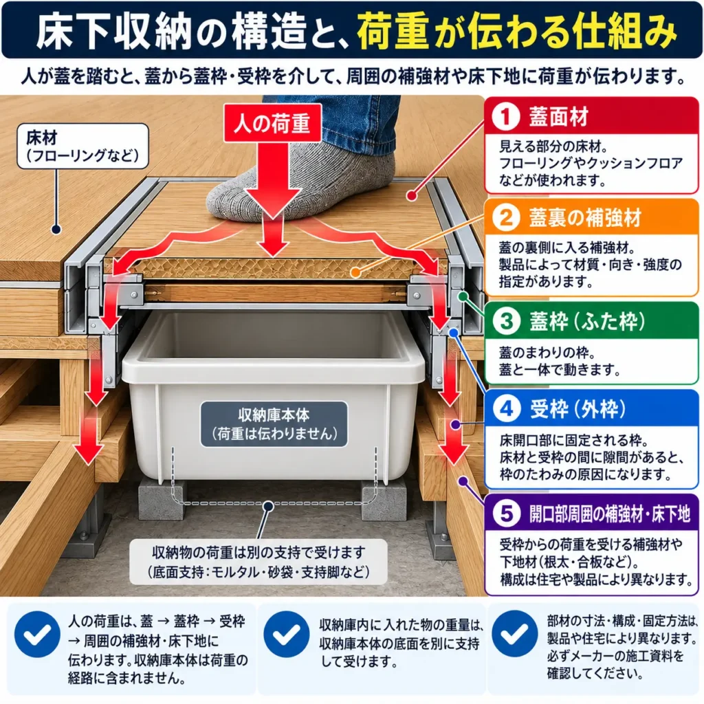床下収納の構造と、荷重が伝わる仕組み