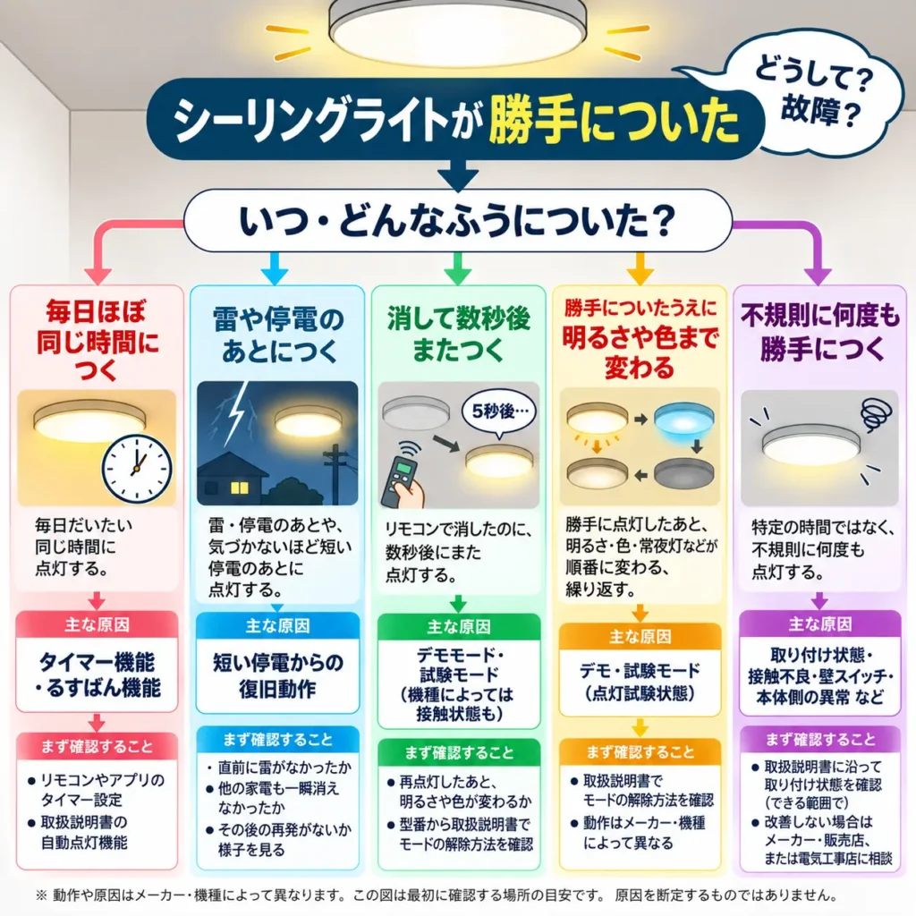 シーリングライトが勝手についた