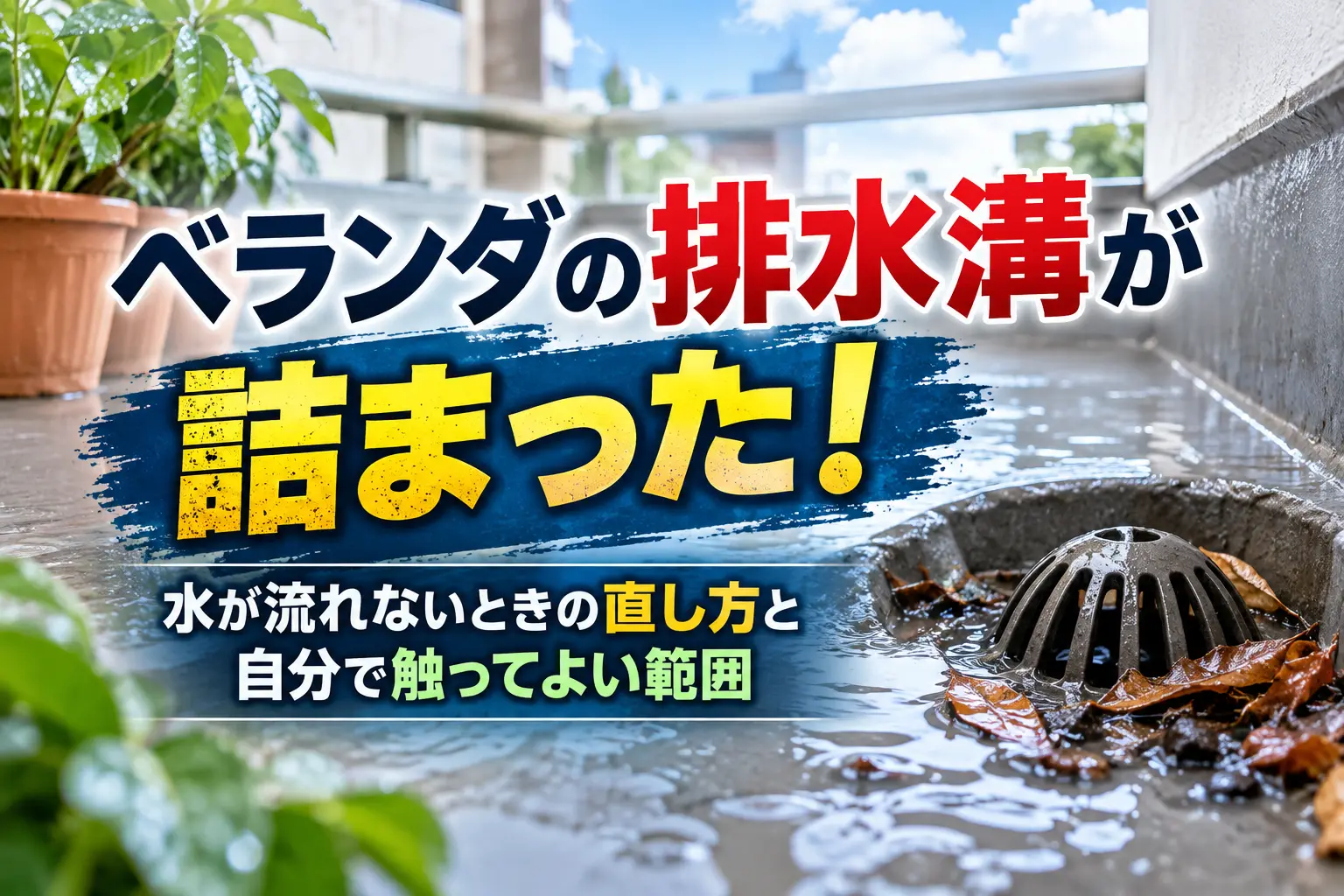 ベランダの排水口が詰まった!