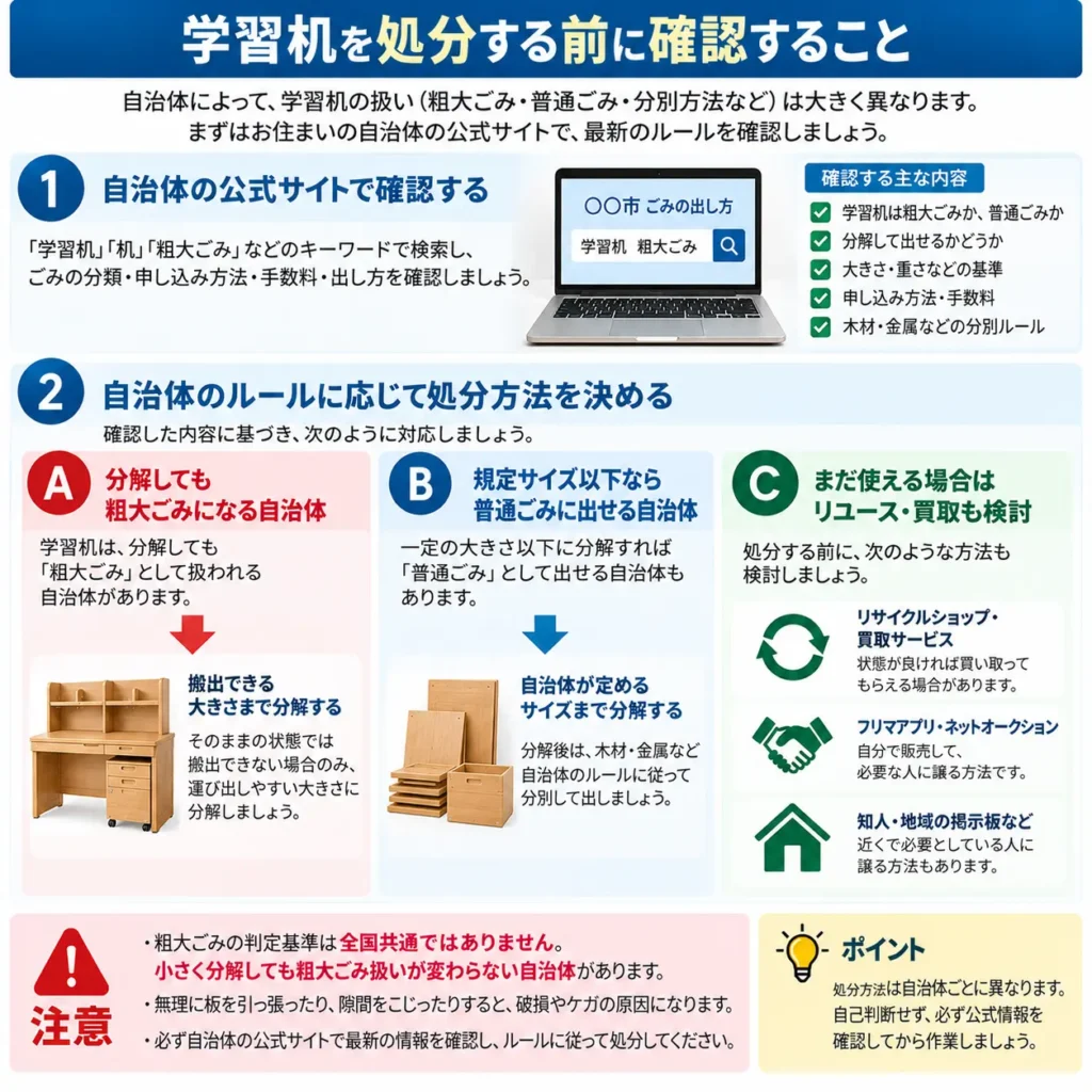 学習机を処分する前に確認すること