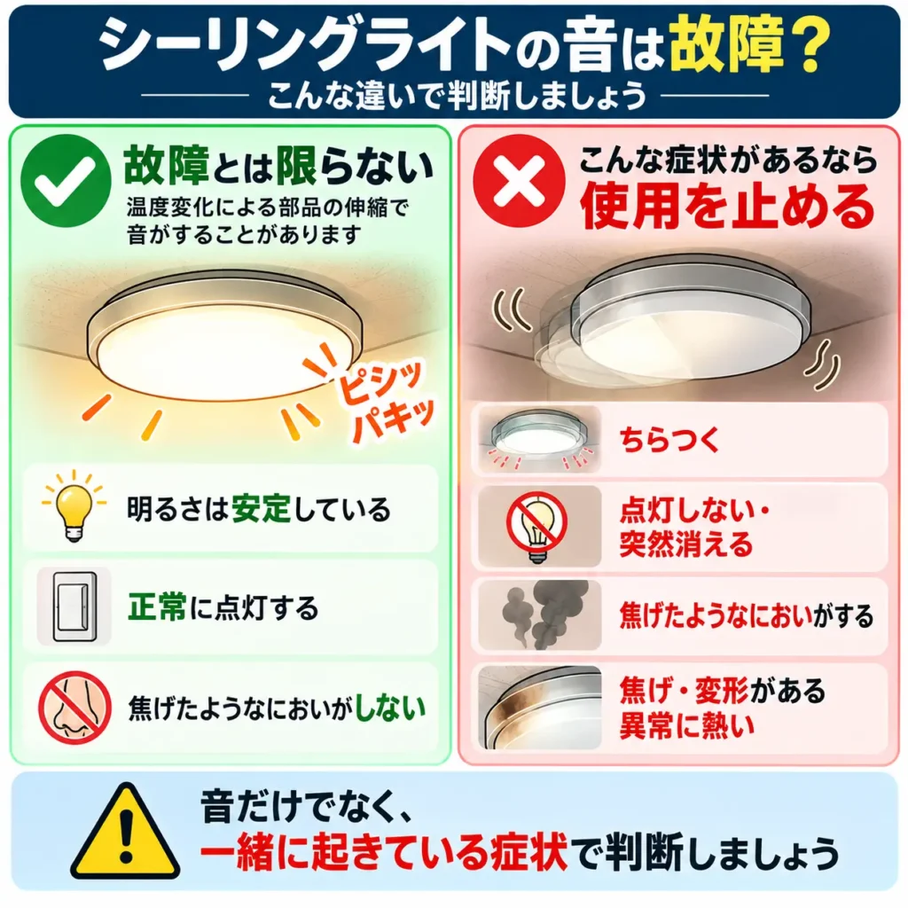 シーリングライトの音は故障?